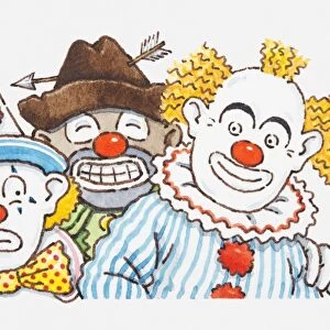 Illustration of three clowns