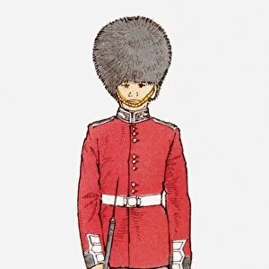 Illustration of guard wearing bearskin hat