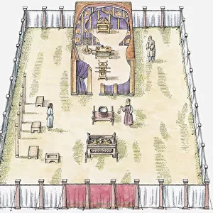 Illustration of the Israelites tabernacle, high angle view