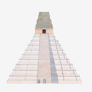 Illustration of Pyramid of the Giant Jaguar, Tikal, Guatemala