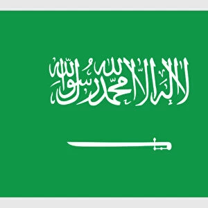 Illustration state and Military flag of the Kingdom of Saudi Arabia, with white Thuluth script and sword on green field