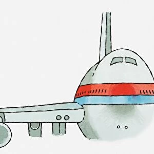 Illustration of part wing, engine, and fuselage of Commercial Aircraft