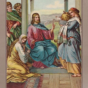 Jesus at Martha and Mary, chromolithograph, published ca. 1880