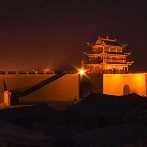 Jiayuguan fort at night