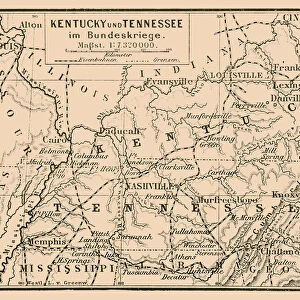 Kentucky and Tennessee in federal war map