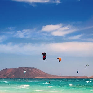 Kitesurfers in Fuerteventura island