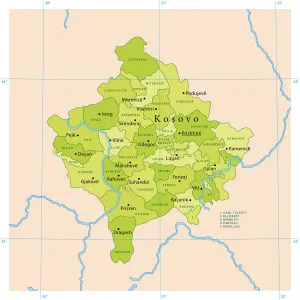 World Map Art Prints: Kosovo