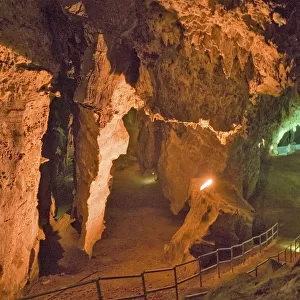 Lighted caves of Cradle of Humankind, a World Heritage Site in Gauteng Province, South Africa, the site of 2. 8 million year old early hominid fossil and Mrs. Ples
