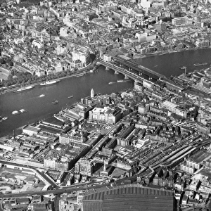 London From The Air; Thames at Blackfriars Bridge in London, with St Pauls Cathedral at top