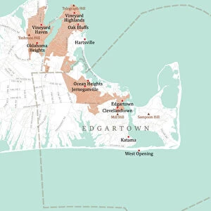 MA Dukes Edgartown Vector Road Map