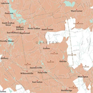 MA Worcester Grafton Vector Road Map