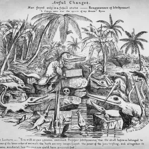 Awful Changes Print: 1830 Engraving of Ichthyosaurus Lecture Awful Changes Print: 1830 Engraving of Ichthyosaurus Lecture