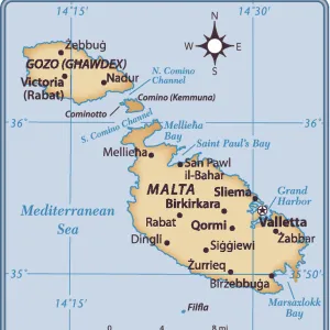 World Map Art Prints: Malta