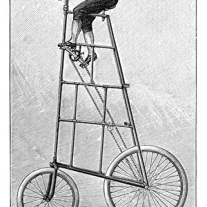 Man driving Penny Farthing Bicycle illustration 1895