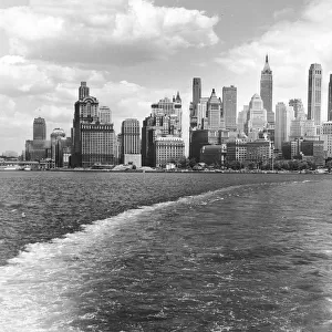 Manhattan City Skyline From NY Harbor, 1940s