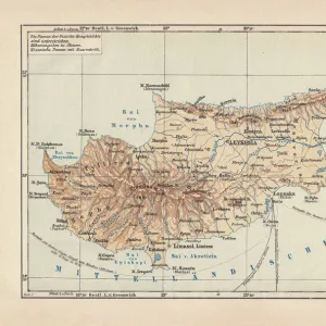 Map of Cyprus, published in 1880