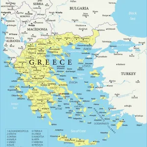 World Map Art Prints: Greece