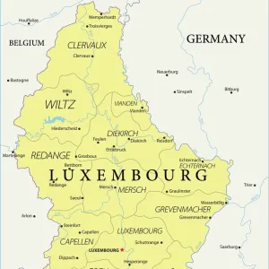 World Map Art Prints: Luxembourg