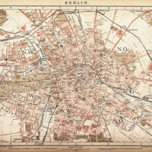 Historic Berlin City Map 1898 Lithograph Print Historic Berlin City Map 1898 Lithograph Print