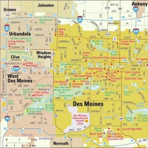 Karte des Des-Moines-Gebiets Karte des Des-Moines-Gebiets