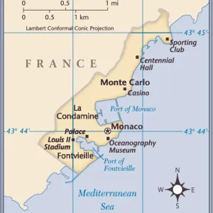 Mapa del país de Mónaco.