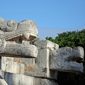 Mayan Serpent Head Sculptures