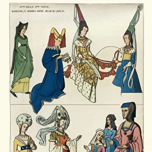 Medieval women fashion, German Princess french ladies, 15th Century