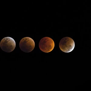 Multiple exposures of the total lunar eclipse on 31st January 2018, Bangkok, Thailand