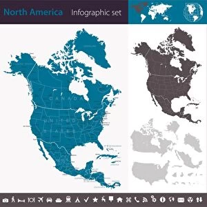 North America - Infographic map - illustration