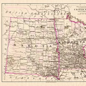 North Dakota and MInnesota map 1881