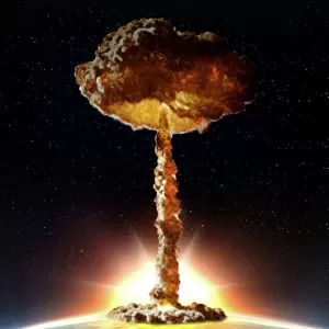 Nuclear bomb explosion, illustration