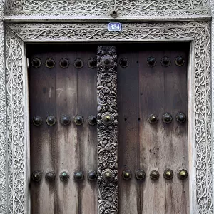 Old traditional wooden door in Stone Town