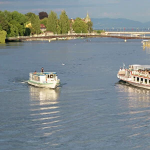 Passenger ships on the Rhine River, Konstanz, Baden-Wuerttemberg, Germany