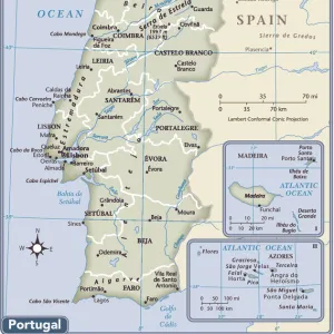 World Map Art Prints: Portugal