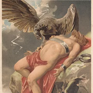 Prometheus, tormented by an eagle, Greek Mythology, lithograph, published 1897