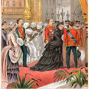 Queen Victoria opening the Indian and Colonial Exhibition in 1886