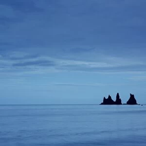 Reynisdrangar rock formation near Vik i Myrdal, black sandy beach, southern coast, Iceland, Europe