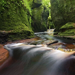 River flowing through the deep and green gorge of Finnich Glen - Scotland