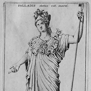 The Roman goddess Pallas, Palade, marble statue from ancient Rome, Italy, digital reproduction of an 18th century original, original date not known