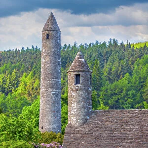 The Round Tower in Glendalough monastic site, County Wicklow, Ireland