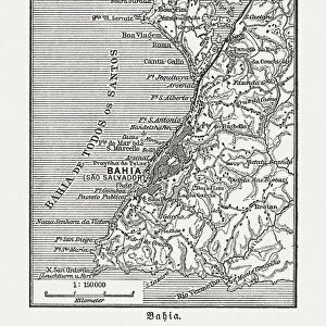 Salvador and surrounding, Bahia, Brazil, wood engraving, published in 1897