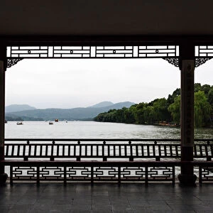 Scene Of the West Lake Seen From Pavilion, Hangzhou, China
