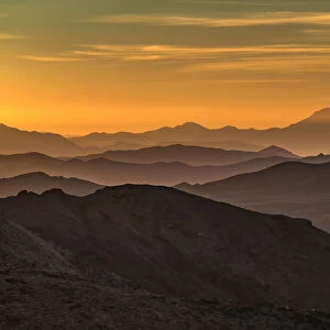 Scenic landscape with mountain ridges at sunrise, Death Valley National Park, California, USA
