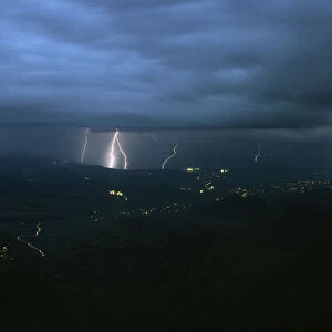 Scenic View of Lightning Striking the Escarpment