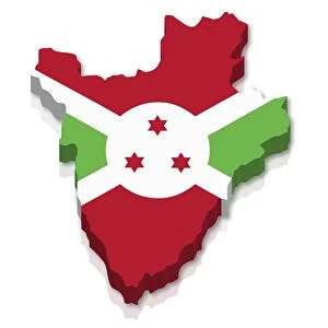Shape and national flag of Burundi, 3D computer graphics