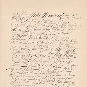 Signatures on the United States Declaration of Independence (1776), facsimile