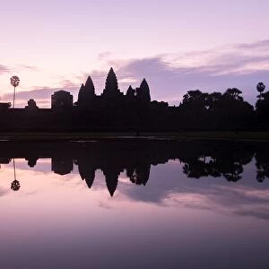 The silhouette of Angkor Wat in the early morning