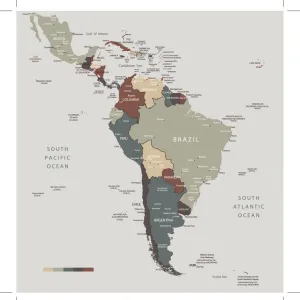 World Map Art Prints: Americas
