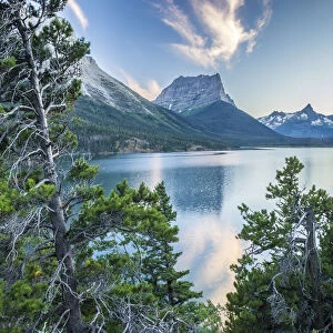 St Mary Lake and mountains landscape, Glacier National Park, Montana, USA