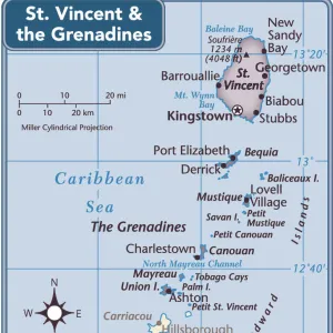 North America Glass Coaster Collection: Saint Vincent and the Grenadines